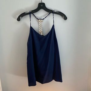 Lily Pulitzer Navy Silk Racerback Tank